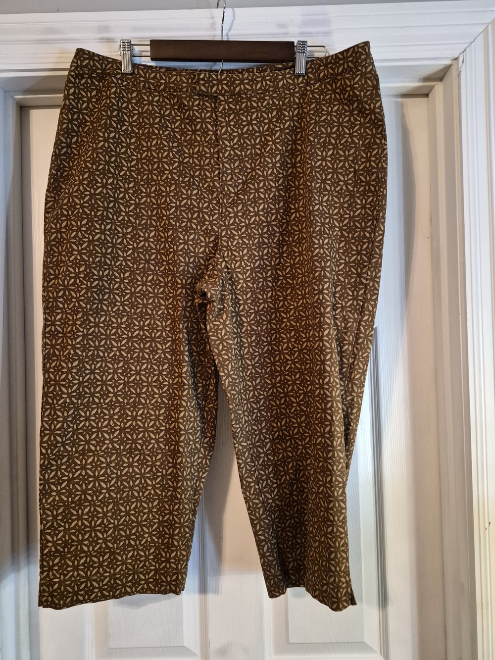 Coldwater Creek Brown Geometric Pattern Capris Pants 18w